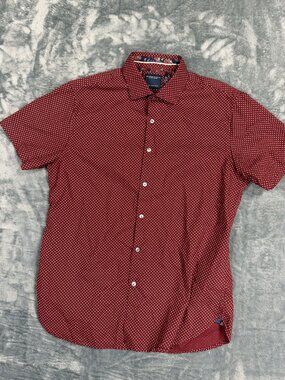 Denim & Flower Red Polka Dot Short Sleeve Button-Up Shirt Mens Size M